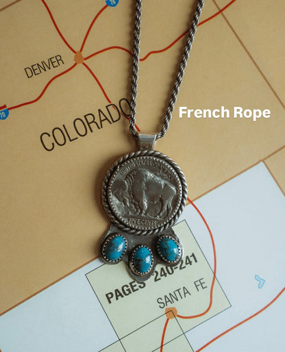 Chunky Buffalo Nickel + Turquoise Necklace