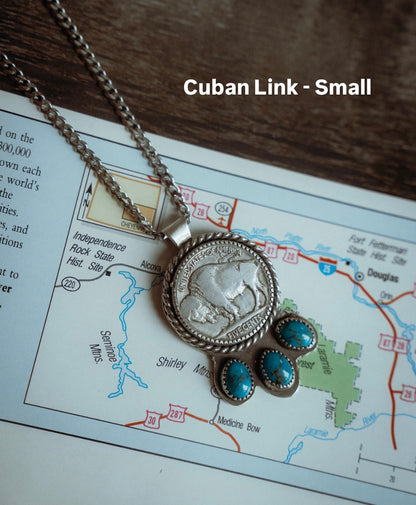 Chunky Buffalo Nickel + Turquoise Necklace