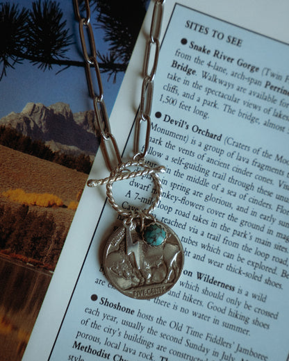 Turquoise + Buffalo Nickel Toggle Clasp Necklace