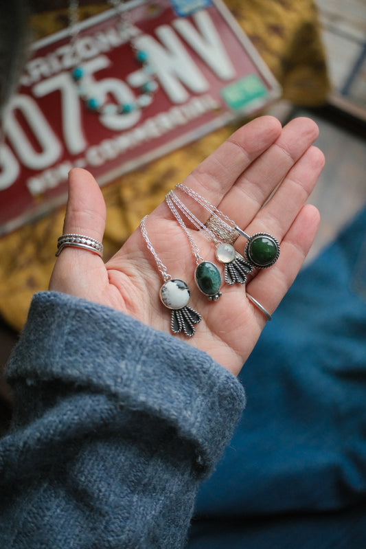 Juniper Necklace - Rainbow Moonstone