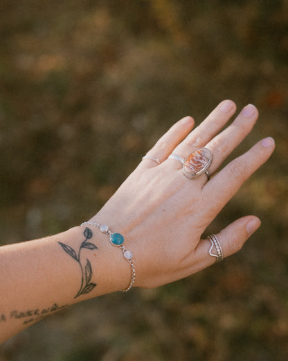 Turquoise + Rainbow Moonstone Bracelet