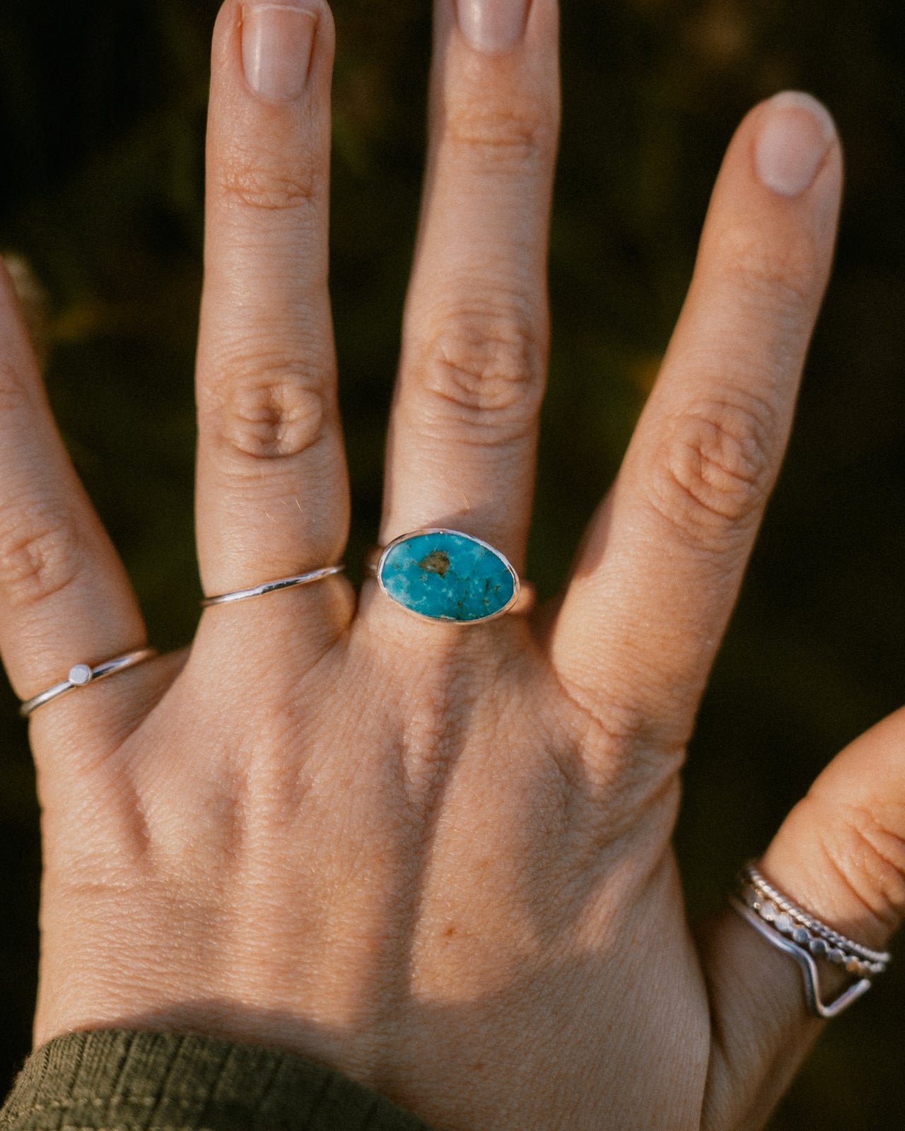 Chunky Kingman Turquoise Ring Size 9.25