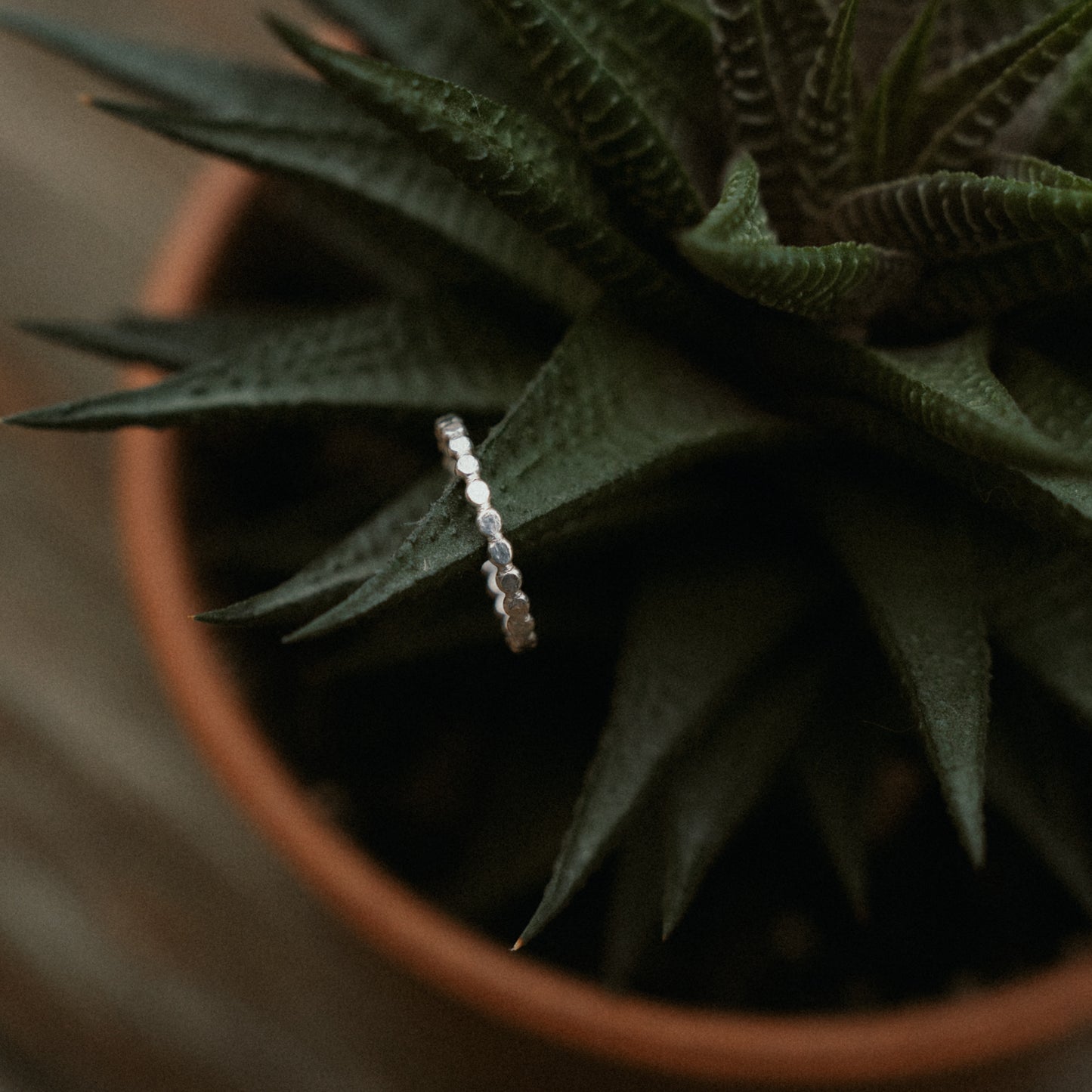 Hammered Bead Wire Ring