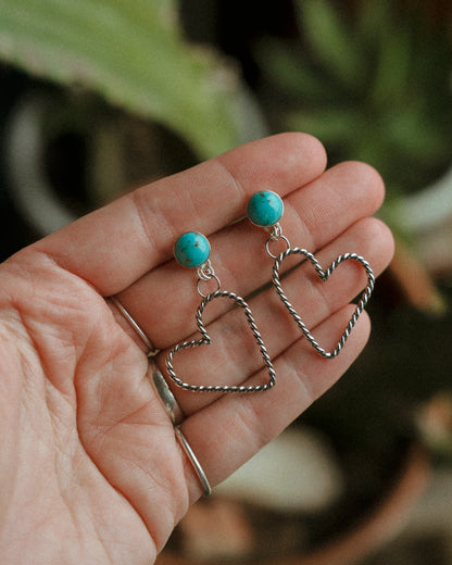 Turquoise Heart Roper Studs