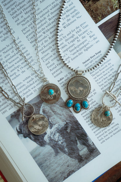 Turquoise + Buffalo Nickel Toggle Clasp Necklace