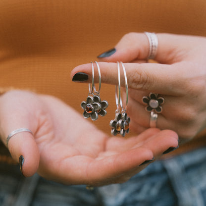 Hoops — Rainbow Moonstone Flower Power Hoops