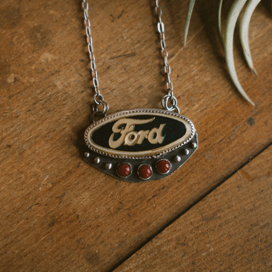 Ford Enamel Pin Necklace